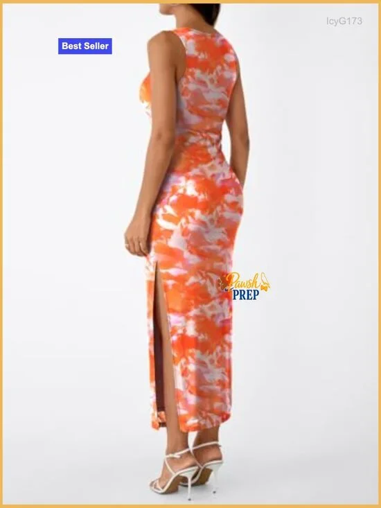 Sleeveless Bodycon Maxi Dress Floral Print Ruched Side Slit Party Club - Picture 4 of 5